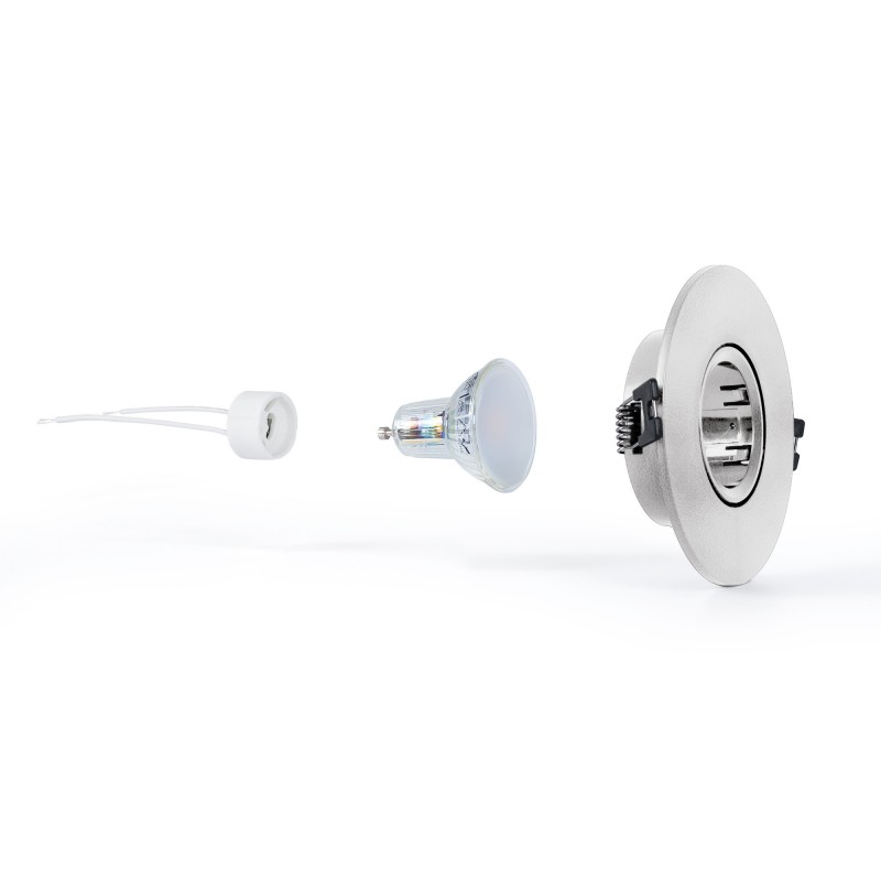 KIT Collerette spot encastrable Ø110mm (argent) + Ampoule GU10 5,4W + Douille | Spot à encastrer KIT Collerette spot encastrable Ø110mm (argent) + Ampoule GU10 5,4W + Douille | Spot à encastrer
