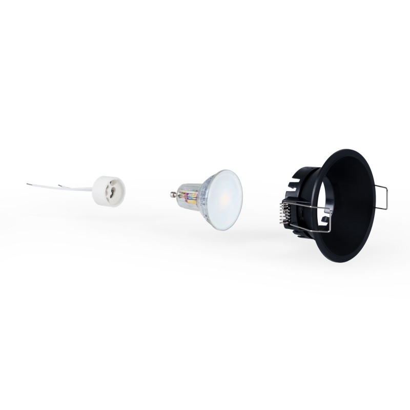 KIT Spot encastrable fixe Ø82mm (noir) + Ampoule GU10 5,4W + Douille | spots encastrés LED KIT Spot encastrable fixe Ø82mm (noir) + Ampoule GU10 5,4W + Douille | spots encastrés LED