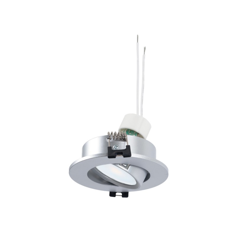 KIT Spot encastrable inclinable Ø90mm (argent) + Ampoule GU10 5,4W + Douille KIT Spot encastrable inclinable Ø90mm (argent) + Ampoule GU10 5,4W + Douille