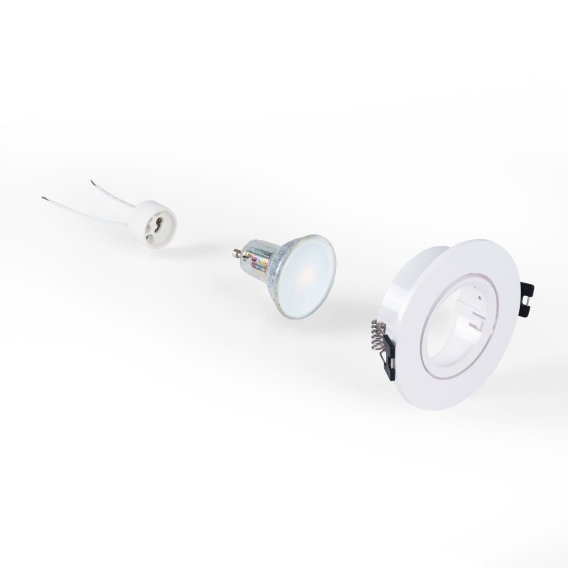 KIT Spot encastrable inclinable Ø90mm (blanc) + Ampoule GU10 5,4W + Douille | spots encastrés LED KIT Spot encastrable inclinable Ø90mm (blanc) + Ampoule GU10 5,4W + Douille | spots encastrés LED