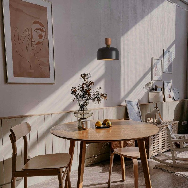 Lampe suspendue scandinave "Franz" - Métal et bois - E27 | suspension luminaire