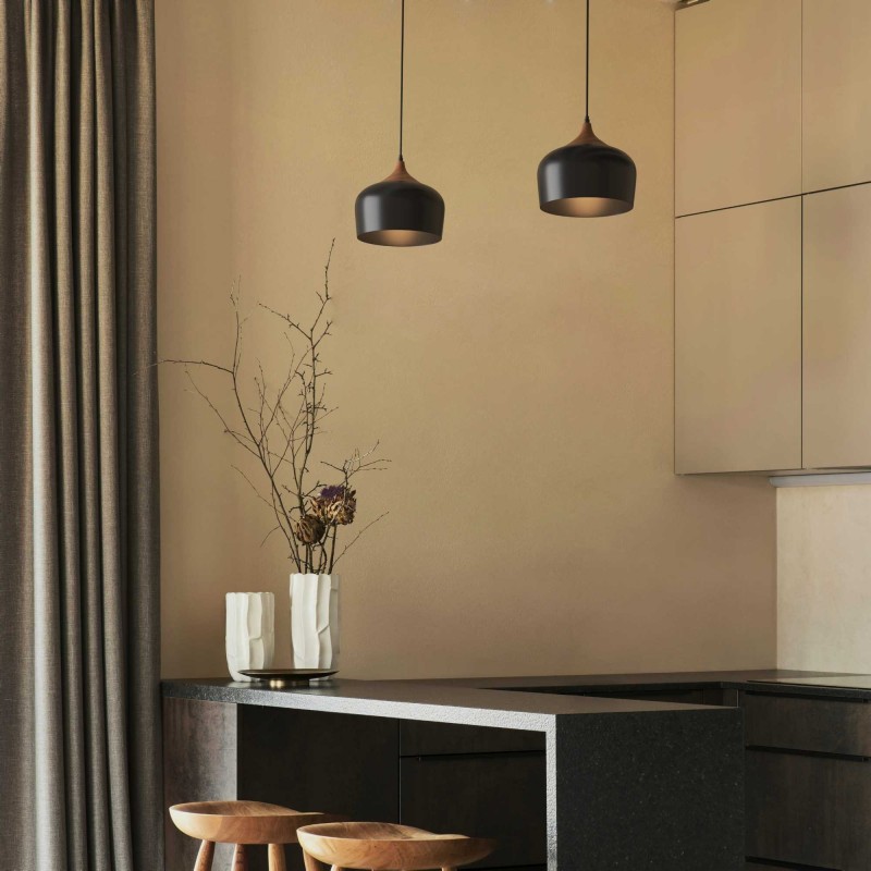 Lampe suspendue scandinave "Hollies" - Métal et bois - E27 | suspension luminaire bois