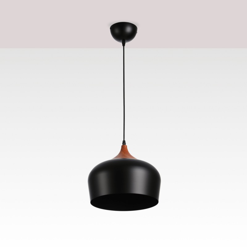 Lampe suspendue scandinave "Hollies" - Métal et bois - E27 | suspension luminaire bois