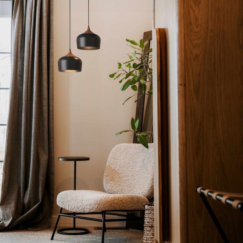 Lampe suspendue scandinave "Hollies" - Métal et bois - E27 | suspension luminaire bois