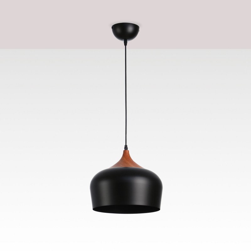 Lampe suspendue scandinave "Hollies" - Métal et bois - E27 | suspension luminaire bois