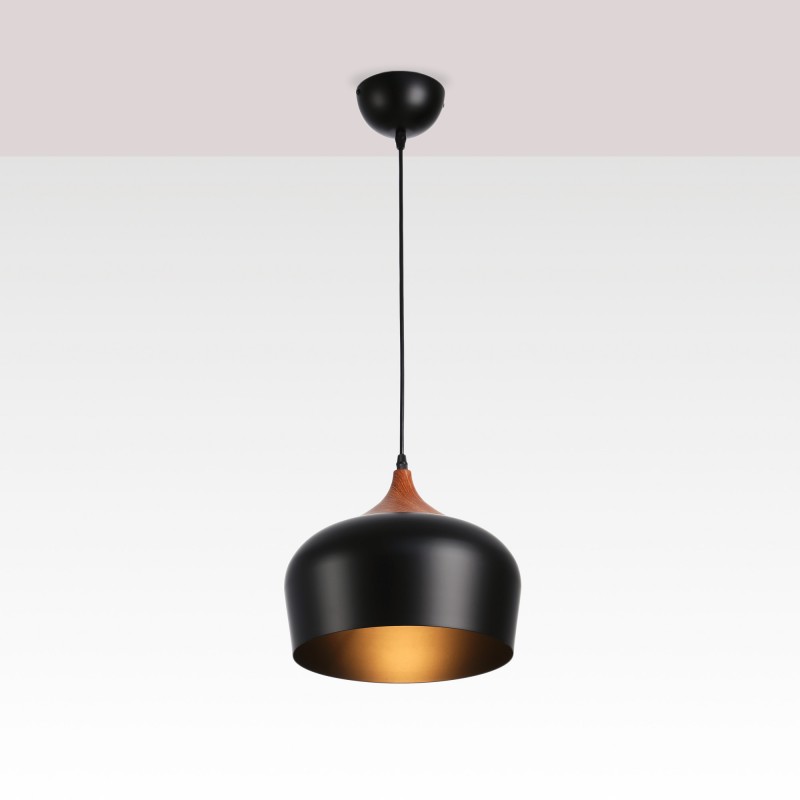 Lampe suspendue scandinave "Hollies" - Métal et bois - E27 | suspension luminaire bois