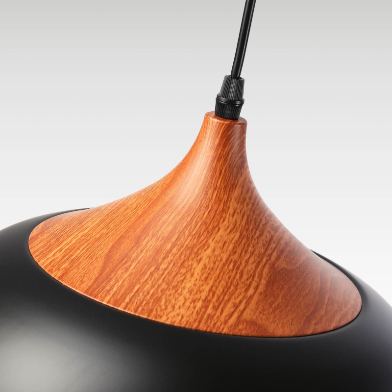 Lampe suspendue scandinave "Hollies" - Métal et bois - E27 | suspension luminaire bois