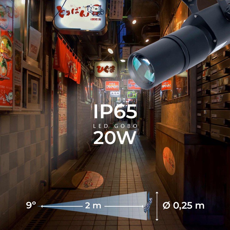 Projecteur GOBO LED 20W - Optique 9° - Extérieur - Orientable