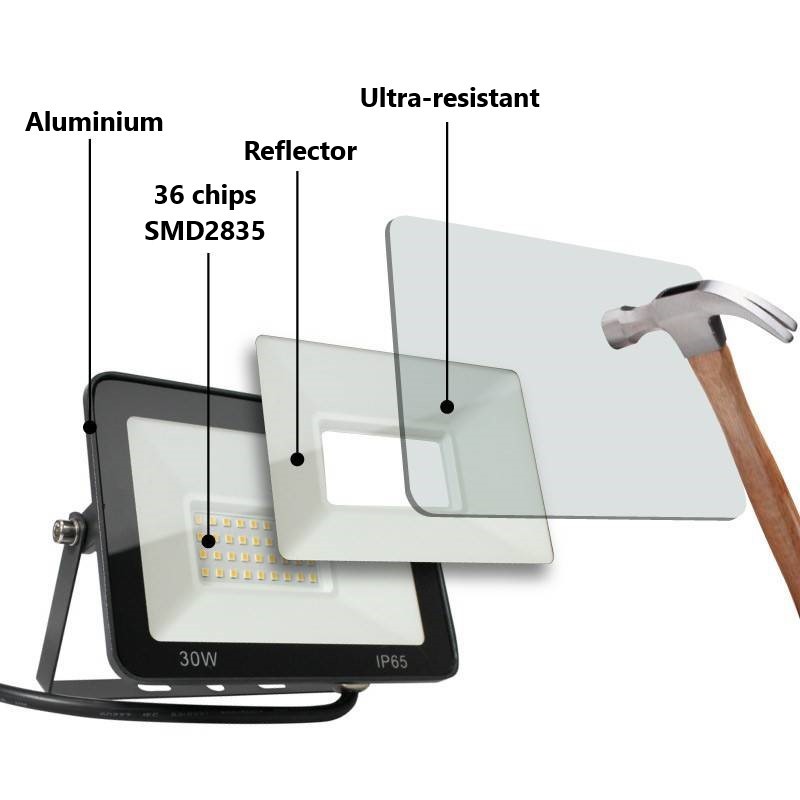 Projecteur extérieur LED 30W 2806LM IP65 Projecteur extérieur LED 30W 2806LM IP65