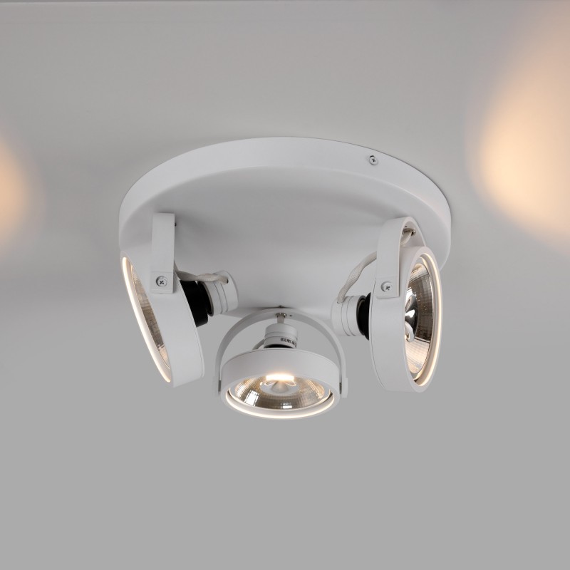 Triple spot plafonnier orientable "IRIS 3" + 3 ampoules AR111