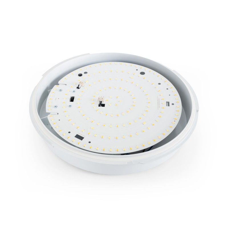 Plafonnier LED étanche / éclairage de secours - CCT - Puissance réglable 12W-16W - Ø31cm - IP65