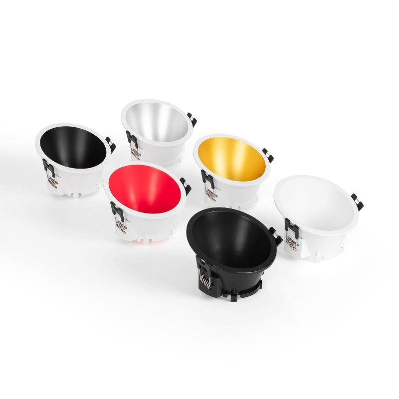 Collerette spot encastrable rond asymétrique - Faible UGR - Découpe Ø85mm Collerette spot encastrable rond asymétrique - Faible UGR - Découpe Ø85mm