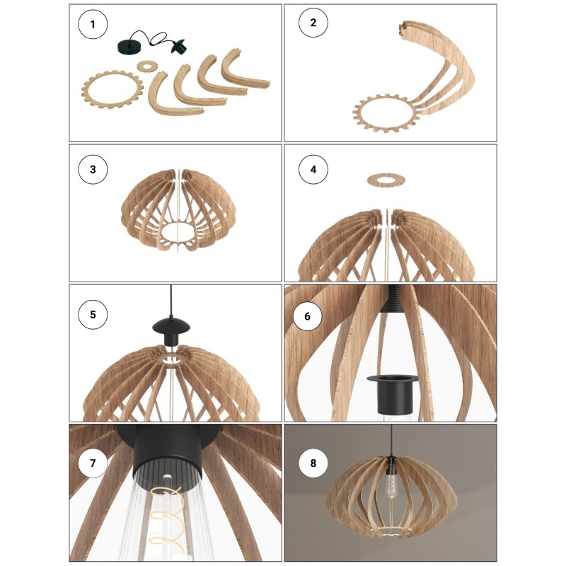 Lampe suspendue en bois "Pili" - Ø 48cm - 1 x E27
