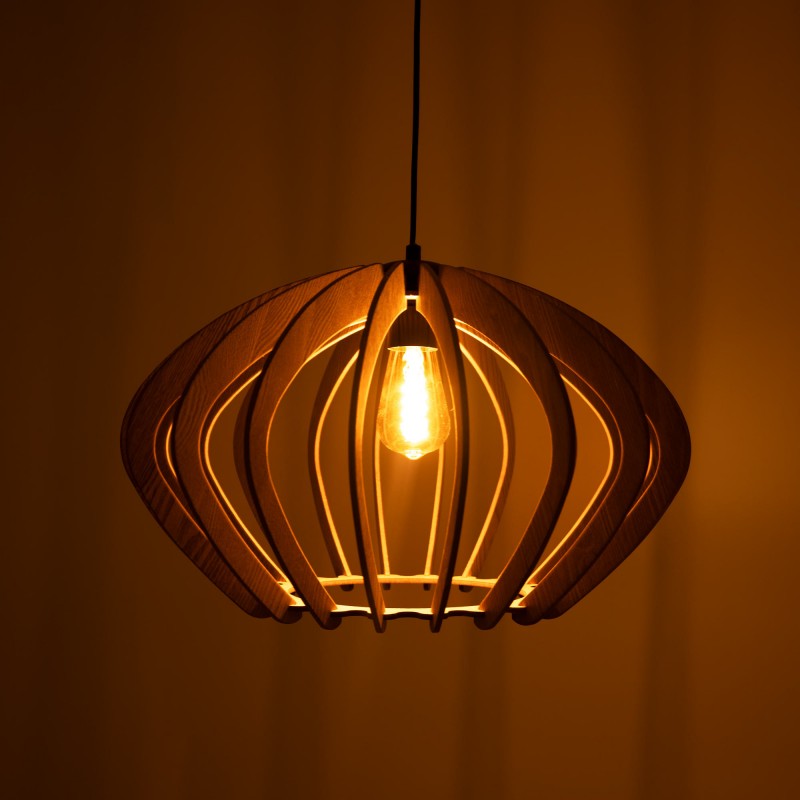 Lampe suspendue en bois "Pili" - Ø 48cm - 1 x E27