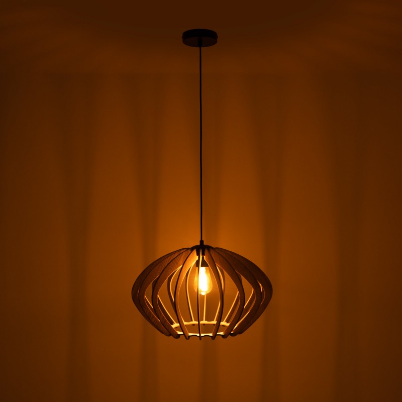 Lampe suspendue en bois "Pili" - Ø 48cm - 1 x E27