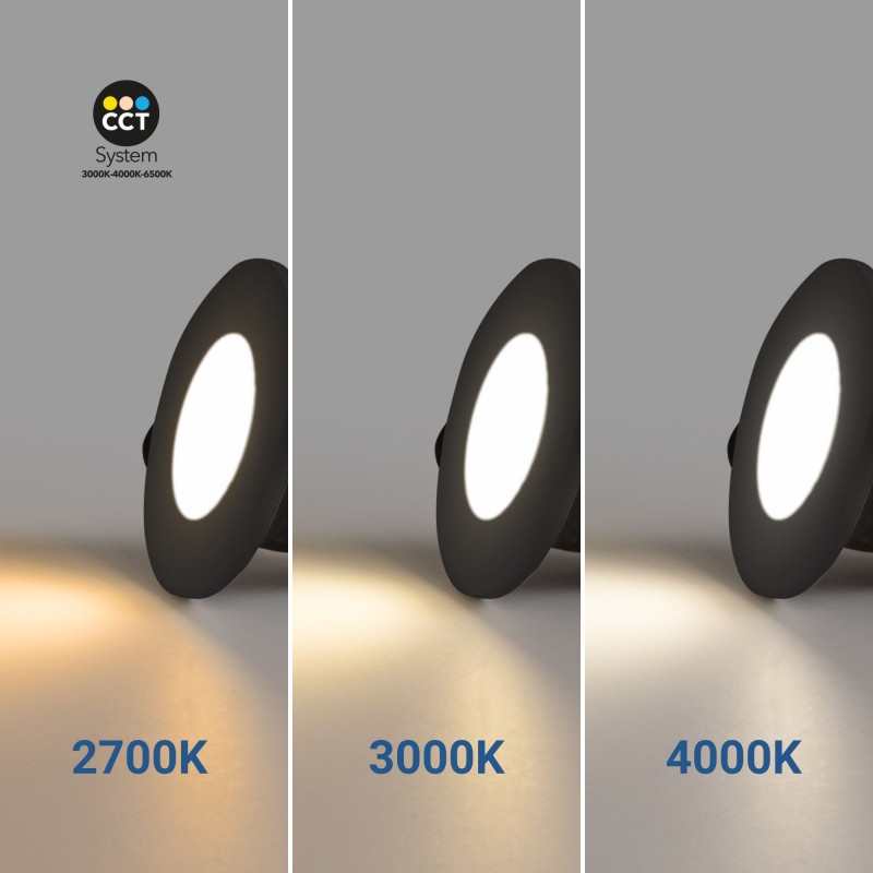 Spot encastrable LED CCT - 6W - Dimmable TRIAC - Ø68mm - IP65 - Noir Spot encastrable LED CCT - 6W - Dimmable TRIAC - Ø68mm - IP65 - Noir
