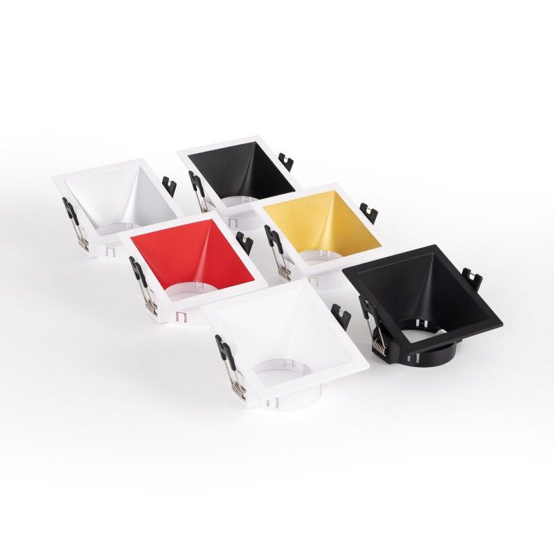 Collerette spot encastrable carrée asymétrique - Faible UGR - Découpe 75 x 75mm Collerette spot encastrable carrée asymétrique - Faible UGR - Découpe 75 x 75mm