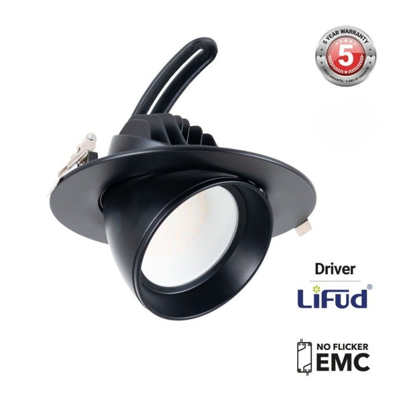 Spot LED circulaire orientable 38W - CCT - Noir - 120° Driver LIFUD
