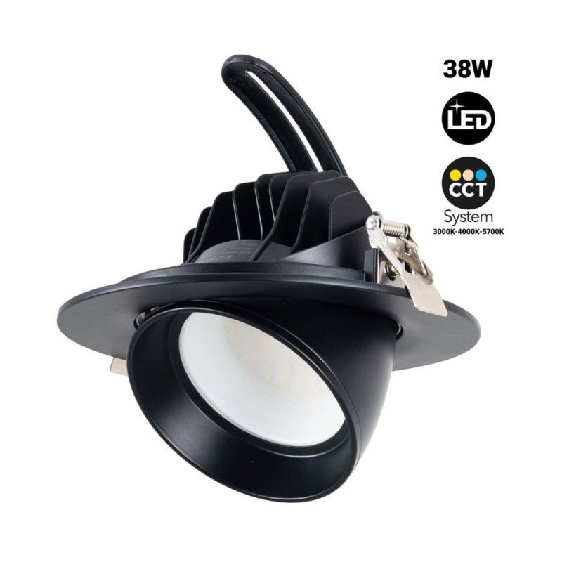 Spot LED circulaire orientable 38W - CCT - Noir - 120° Driver LIFUD