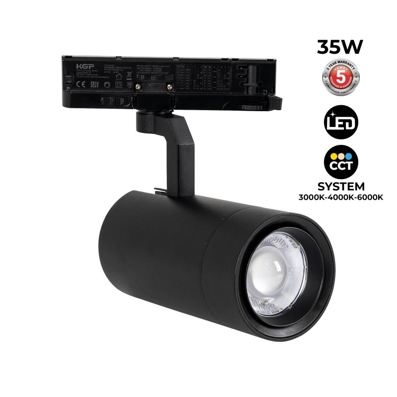 Projecteur LED pour rail triphasé 35W CCT - ZOOM 20º- 60º - CRI 90 Projecteur LED pour rail triphasé 35W CCT - ZOOM 20º- 60º - CRI 90