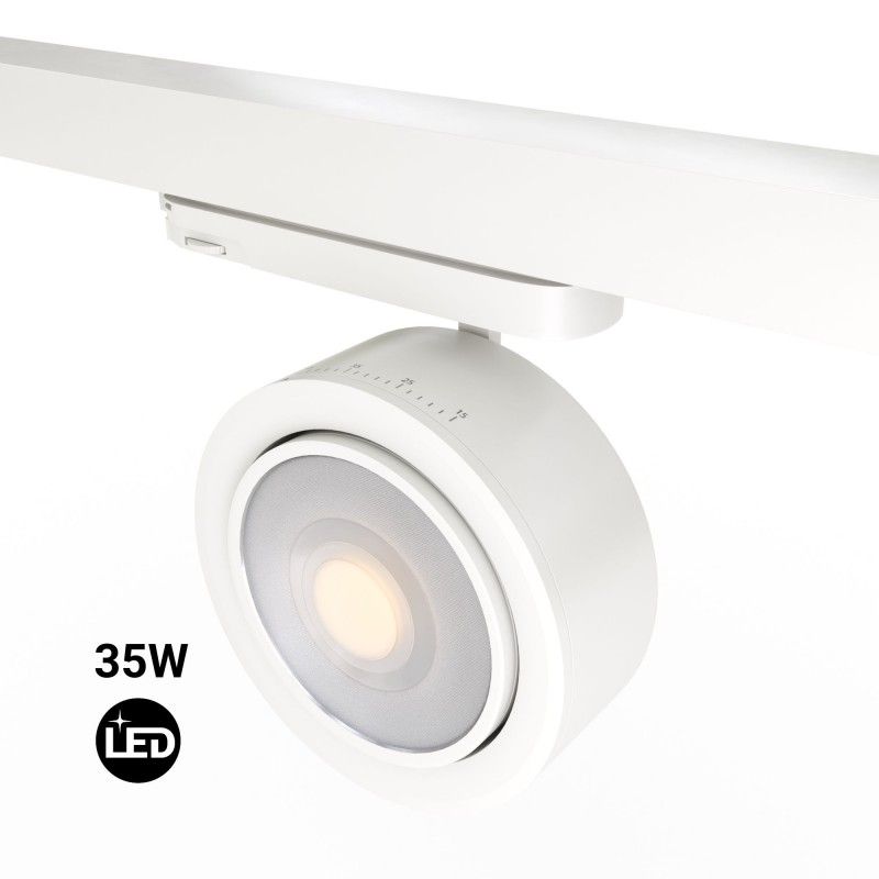 Projecteur LED circulaire pour rail triphasé 35W - ZOOM 15º- 45º - 4000K - CRI 90 Projecteur LED circulaire pour rail triphasé 35W - ZOOM 15º- 45º - 4000K - CRI 90