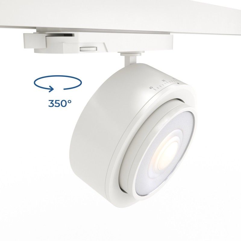 Projecteur LED circulaire pour rail triphasé 35W - ZOOM 15º- 45º - 4000K - CRI 90 Projecteur LED circulaire pour rail triphasé 35W - ZOOM 15º- 45º - 4000K - CRI 90