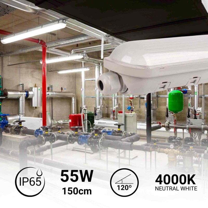 Réglette étanche avec LED 55W intégrée 150cm Réglette étanche avec LED 55W intégrée 150cm