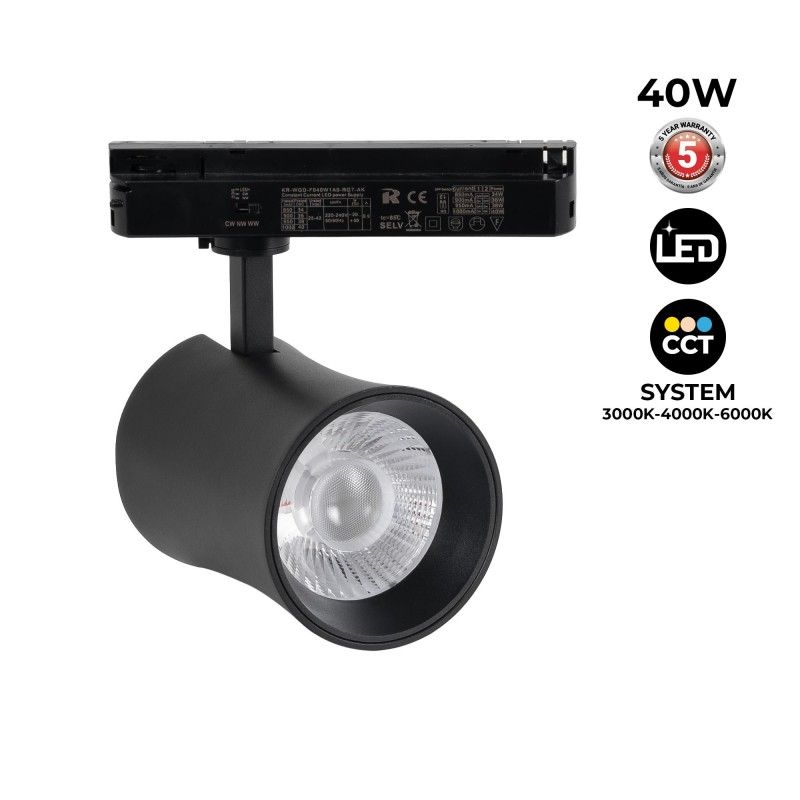 Spot LED architectural pour rail monophasé - CCT - 40W - CRI 90