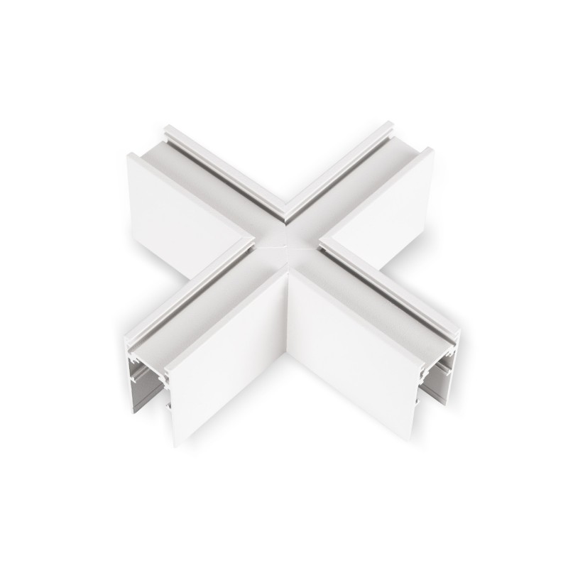 Connecteur en X pour rails magnétiques en saillie 20mm - Blanc
