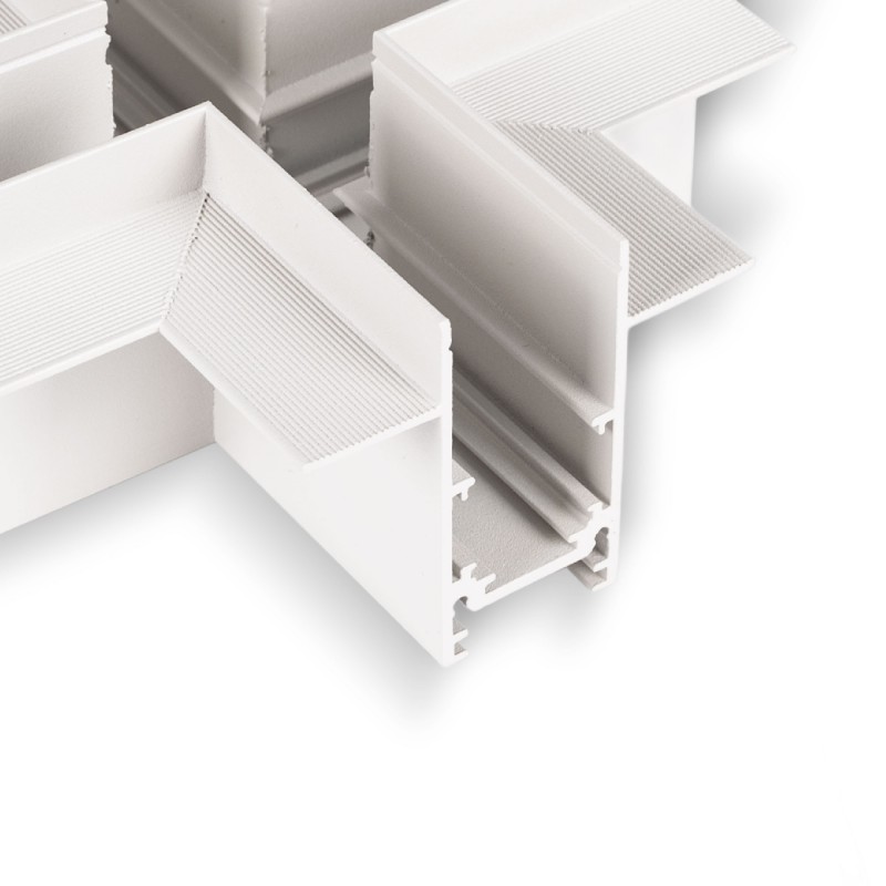 Connecteur en X pour rail magnétique encastré 20mm - Blanc Connecteur en X pour rail magnétique encastré 20mm - Blanc