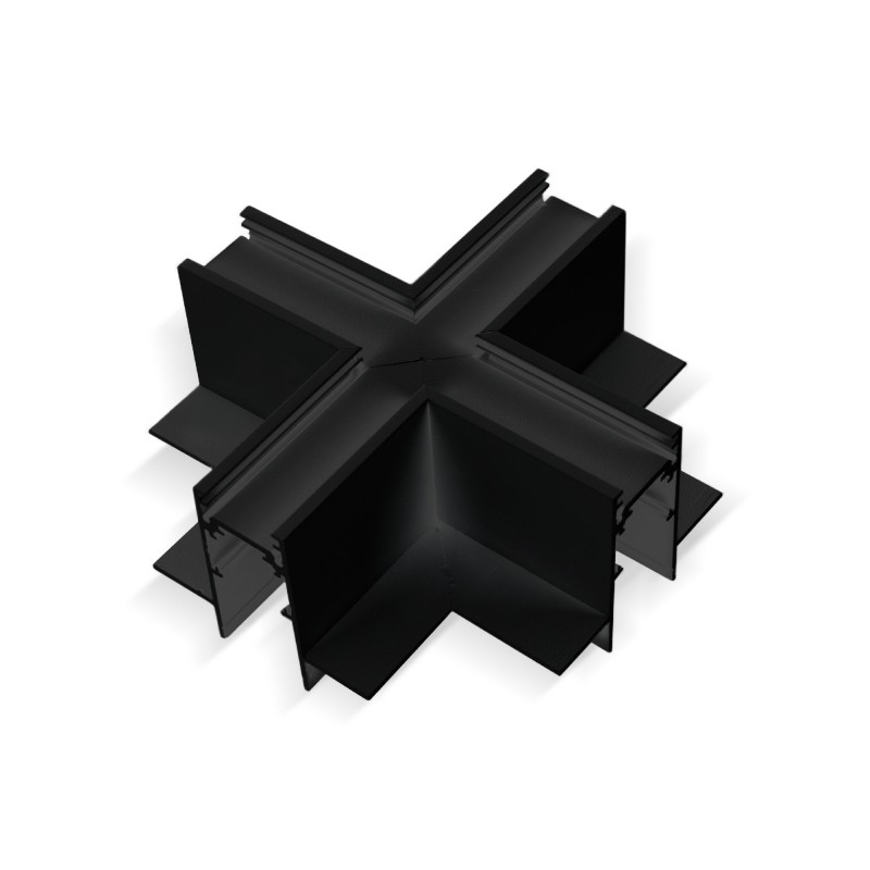 Connecteur en X pour rail magnétique encastré 20mm - Noir Connecteur en X pour rail magnétique encastré 20mm - Noir