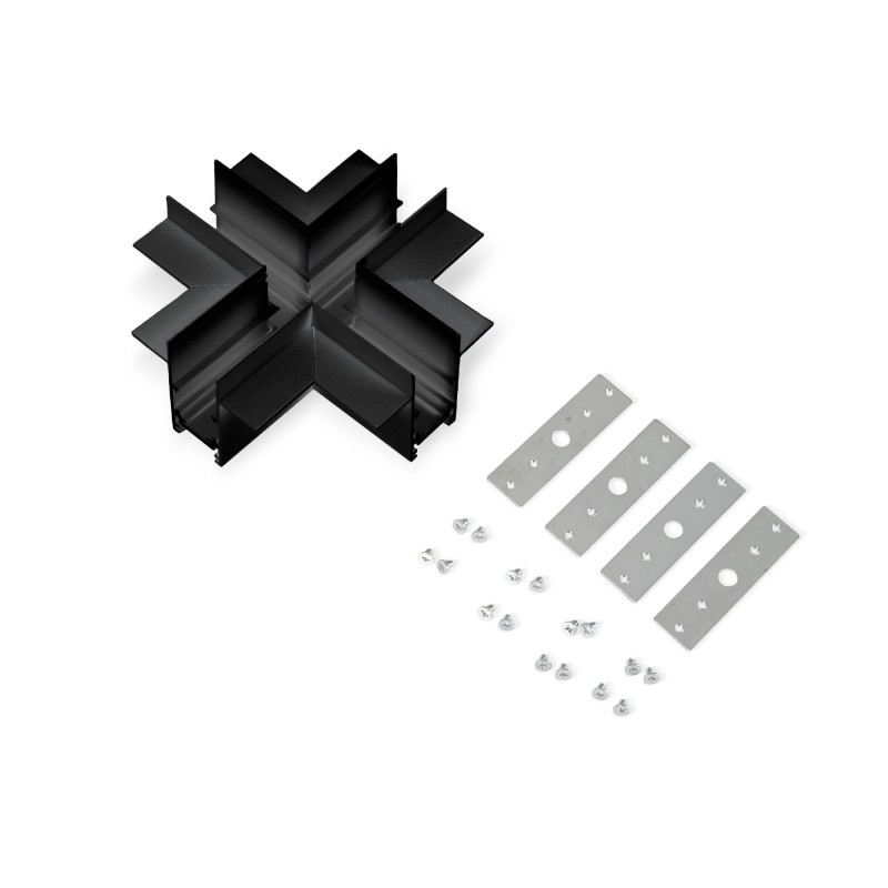 Connecteur en X pour rail magnétique encastré 20mm - Noir Connecteur en X pour rail magnétique encastré 20mm - Noir