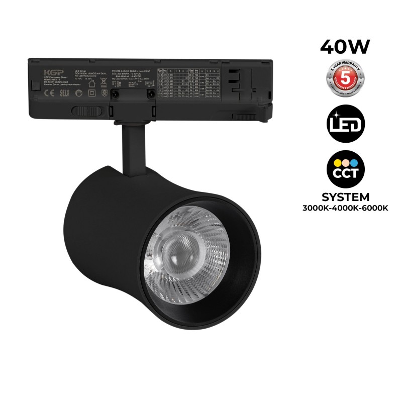 Spot LED architectural pour rail triphasé - CCT - 40W - CRI 90 - KGP Driver Spot LED architectural pour rail triphasé - CCT - 40W - CRI 90 - KGP Driver