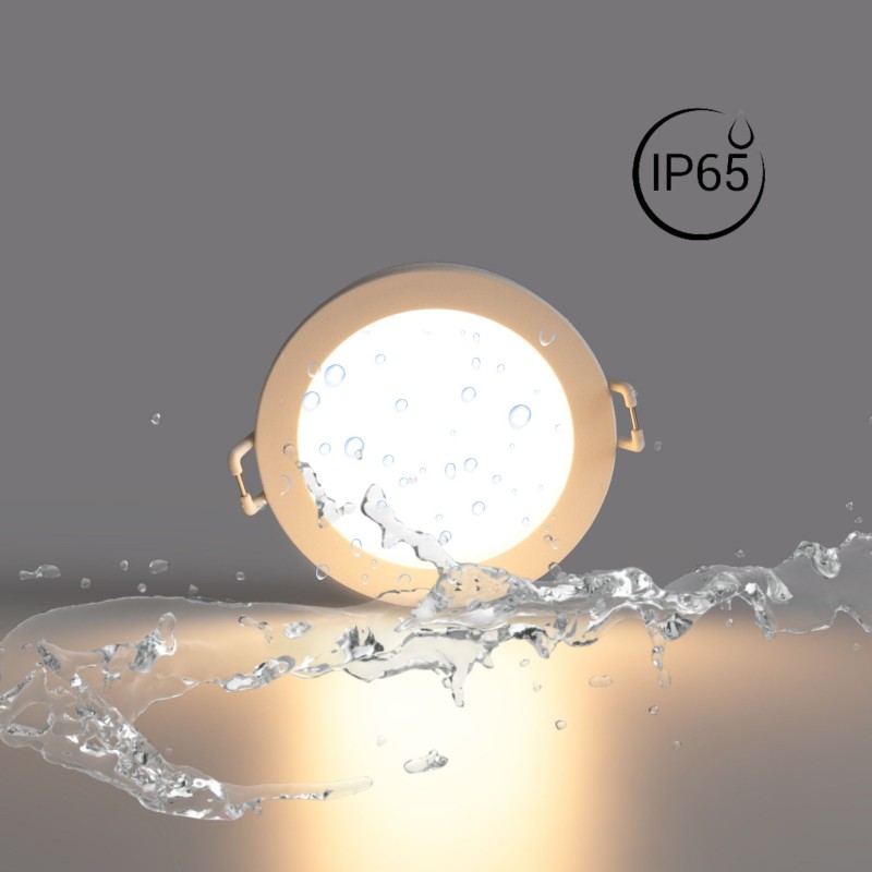 Spot encastrable extérieur 5W - IP65 - 3000K - Dimmable TRIAC - Collerette interchangeable - Découpe Ø68mm Spot encastrable extérieur 5W - IP65 - 3000K - Dimmable TRIAC - Collerette interchangeable - Découpe Ø68mm