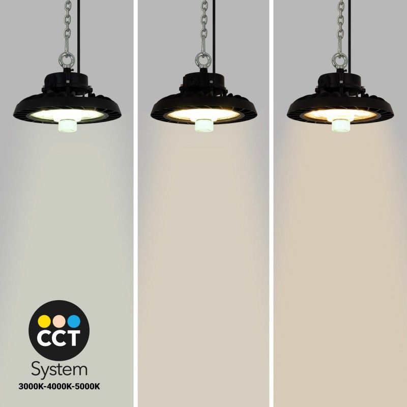 Suspension industrielle LED UFO 150W - CCT - Avec détecteur de mouvement - 170lm/W - Pilote LIFUD - IP65 - 5 ans de garantie