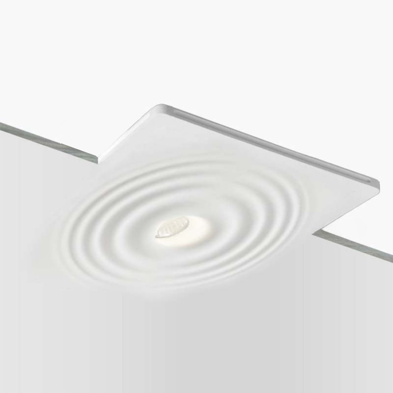Plafonnier encastré en plâtre à effet d'ondulations d'eau 300x300mm - GU10