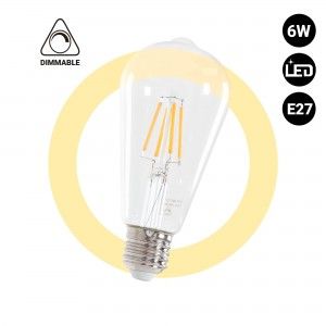 Ampoule à filament LED vintage - E27 ST64 - 6W - Dimmable