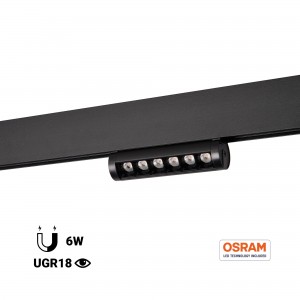 Spot linéaire orientable pour rail magnétique 48V- 6W - OSRAM chip - UGR18 - CRI90
