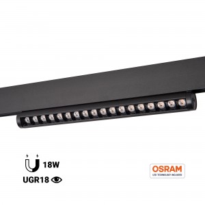 Spot linéaire orientable pour rail magnétique 48V - 18W - OSRAM chip - UGR18 - CRI90