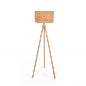 Lampe sur pied trépied "MARTINE" - Bois - E27