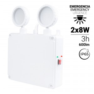Lampe de secours industrielle à LED - 2 x 8W - IP65