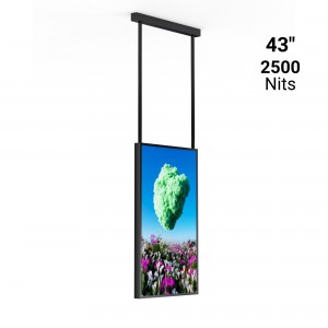 Ecran LCD FULL HD 43" pour Vitrines avec Support de plafond - Haute Luminosité 2500 NITS - Android