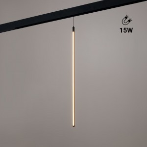 Lampe pendante verticale à LED pour rail magnétique - 48V - 15W - 2800K - Noir