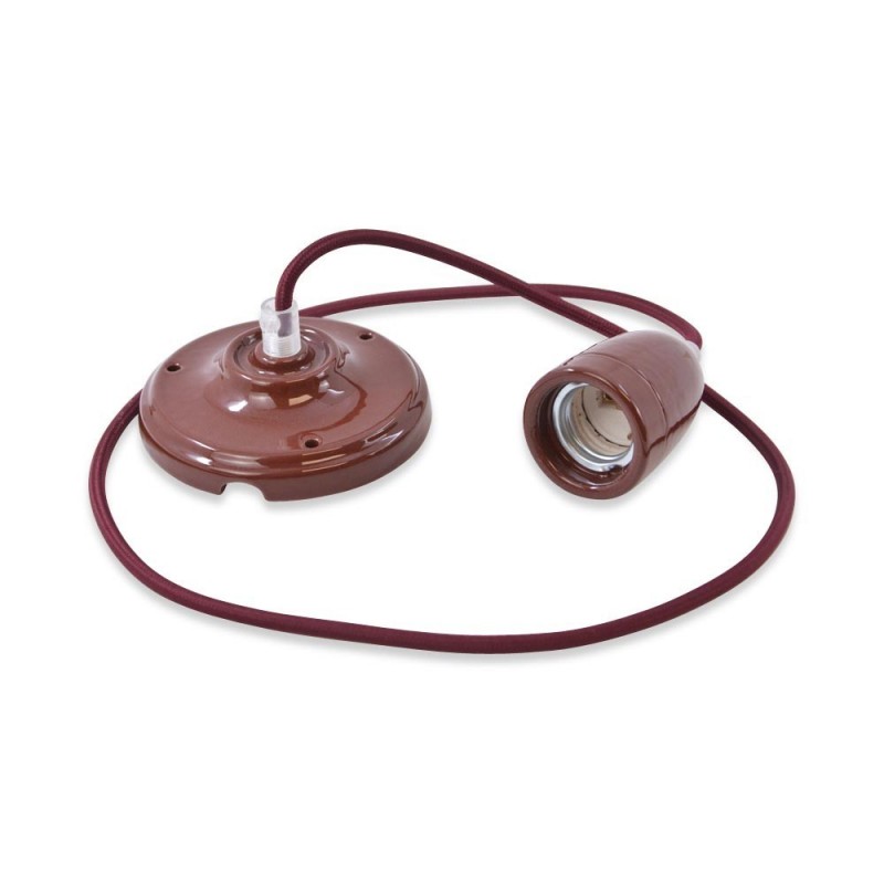 Suspension douille céramique marron