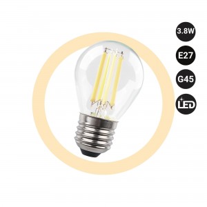 Ampoule LED à filament sphérique - E27 G45 - 3,8 W - Transparent