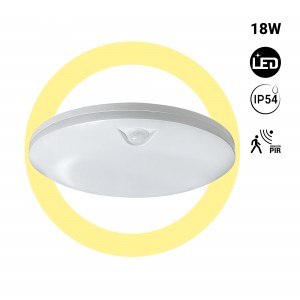 Plafonnier LED circulaire avec capteur PIR - 18W - Surface - IP54