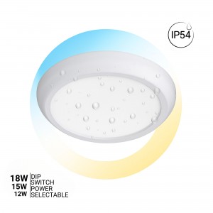 Plafonnier circulaire LED CCT - 12W/15W/18W - Puissance réglable - En saillie ou encastré - IP54
