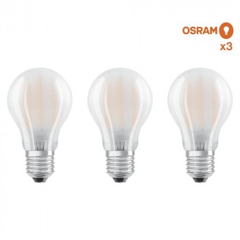 Pack éco de 3 ampoules LED Osram E27 7W verre glacé Pack éco de 3 ampoules LED Osram E27 7W verre glacé