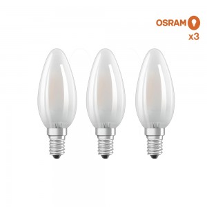 Pack éco de 3 ampoules LED Osram E14 4W verre glacé