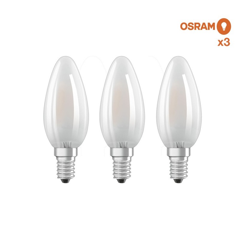 Pack éco de 3 ampoules LED Osram E14 4W verre glacé
